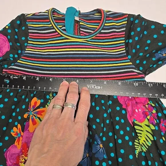 Catimini Toddler Girl Dress 4/104 Boho Style Floral Cotton Zip Back - Picture 14 of 15